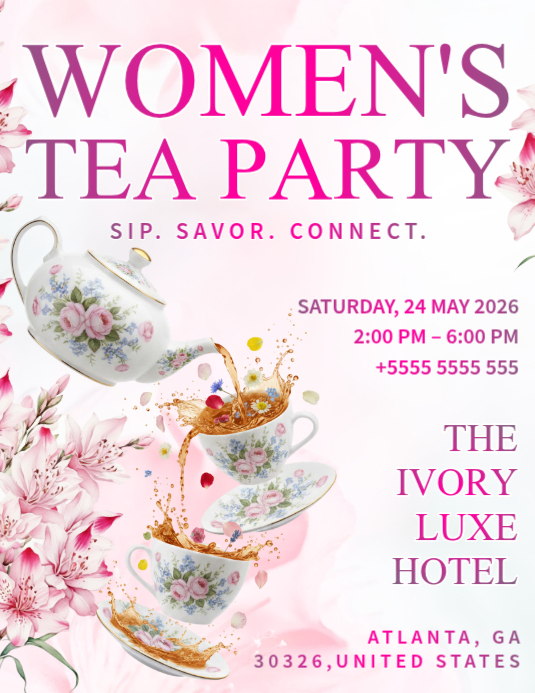 Copy of Pink Floral Women's Tea Party Flyer | PosterMyWall