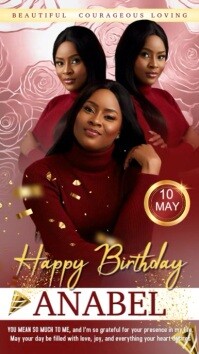 Pink floral women birthday  background Historia de Instagram template