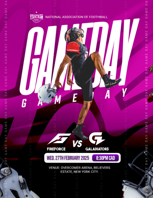 Pink Football Game Day Flyer Template | PosterMyWall