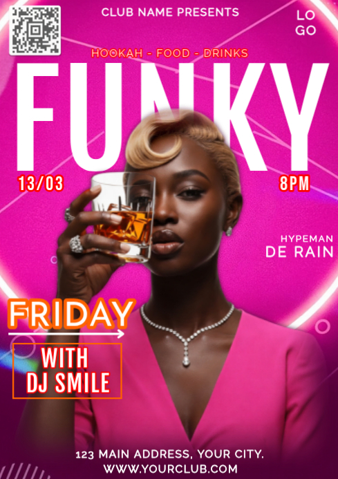 Plantilla de Pink Friday Night Party Invitation Social Media Event A4 ...