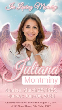 Pink Funeral Announcement Instagram Story Video template