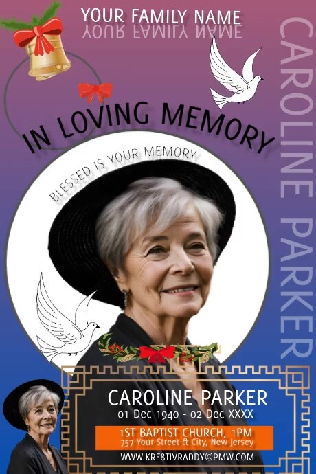 Copy of Pink Funeral Announcement Poster | PosterMyWall