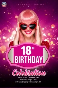 Pink Futuristic 18th Birthday  Poster Póster template