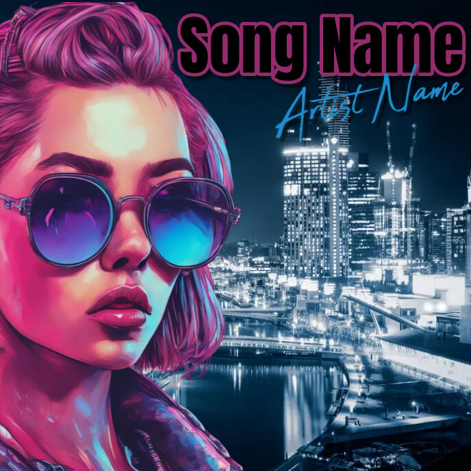 Pink Futuristic Cyberpunk  Album Cover Ikhava ye-Albhamu template
