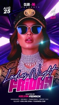 Pink Futuristic Friday Ladies Night Video Ads Flyer Instagram Story Instagram-verhaal template