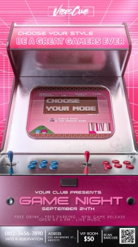 Pink Futuristic Game Night Arcade Event Insta template