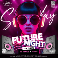 Pink Futuristic Party Event Ad Design Template Isikwele (1:1)