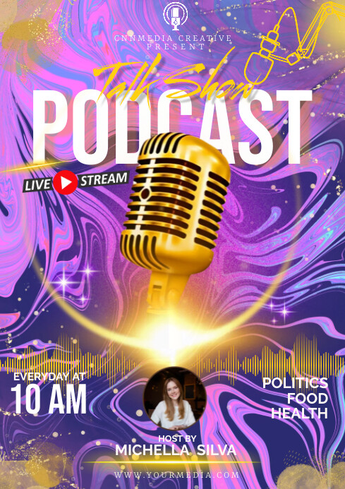 Pink Futuristic Podcast  A2 template