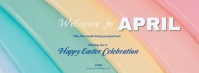 Pink Futuristic Welcome To April  Facebook Cover Photo template