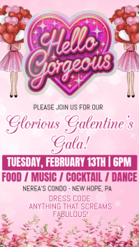 Pink Galentine's Day Celebration invitation Instagram Story template