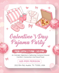 Pink Galentine's Day Pajama Party Invitation Template Instagram Portrait