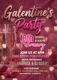 Pink Galentine's Day Party A6 template