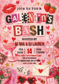 Pink Galentine's Day Party A6 template