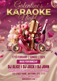 Pink Galentine's Karaoke Night A4 template