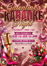 Pink Galentine's Karaoke Night A6 template