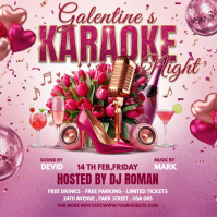 Pink Galentine's Karaoke Night Instagram Post template