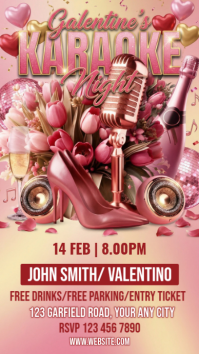 Pink Galentine's Karaoke Night Instagram Story template