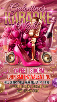 Pink Galentine's Karaoke Night Instagram Story template