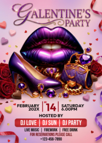 Pink Galentine's Party A6 template