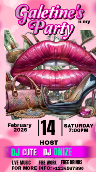Pink Galentine's Party Digitalt display Template