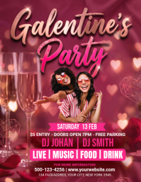Pink Galentine's Party Flyer template