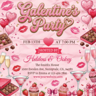 Pink Galentine's Party Instagram Post template
