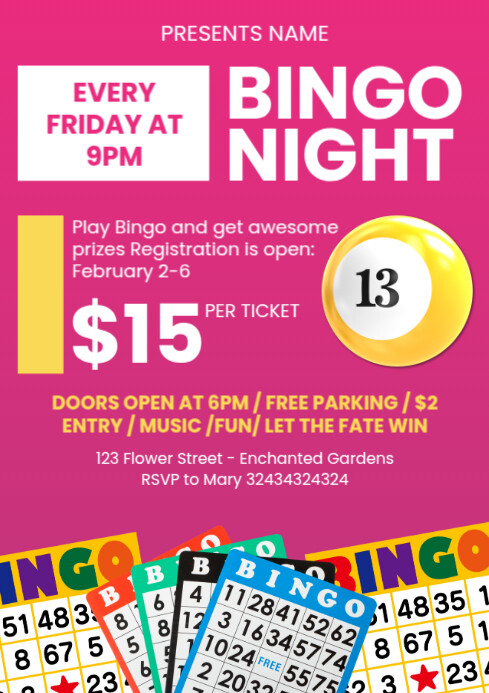 Pink Bingo Layout Pink Geometric Bingo Night Event A4 Template | PosterMyWall