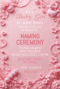 Pink Girl Baby Name Shower template