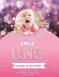 PINK GLITTER PRINCESS BIRTHDAY DESIGN Flyer (US Letter) template