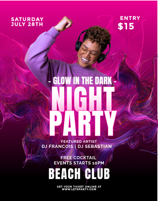 Glow In The Dark Night Party Template | PosterMyWall