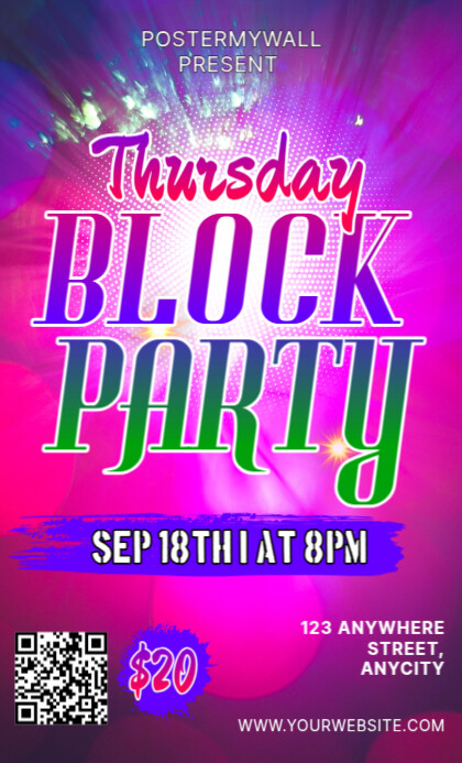 Pink Gradien Thursday Block Party Legal As Template | PosterMyWall