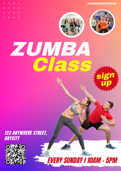 Pink Gradien Zumba Classes A2 Template | PosterMyWall