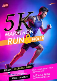 Pink 5K Run Event A6 Template