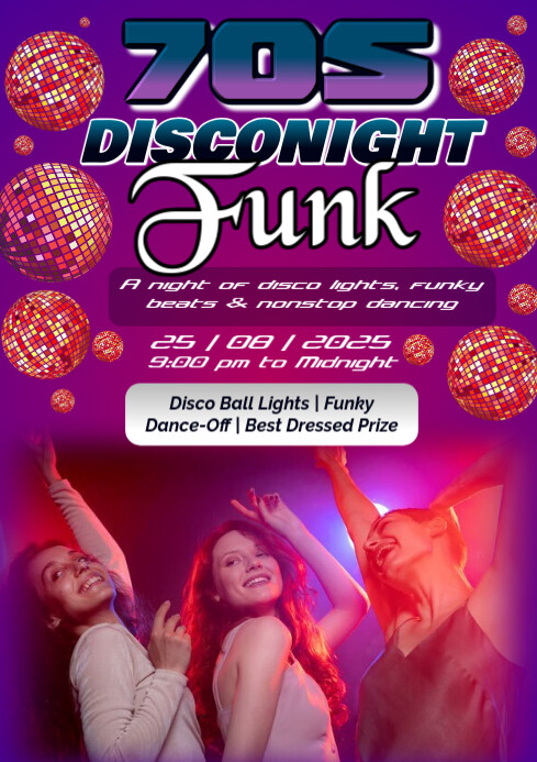 Copy of Pink Gradient 70s Disconight Funk A3 | PosterMyWall