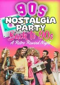 Pink Gradient 90s Nostalgia Party A2 template