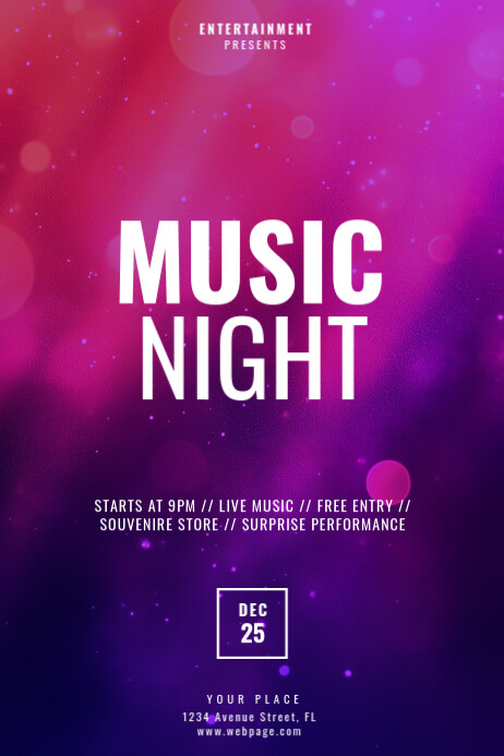 Pink Gradient Bokeh Music Festival Poster template