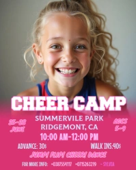 Pink Gradient Cheer Camp Tryouts Cheerleading Tryouts Dance Class Poster Flyer Banner Facebook Insta Instagram Portrait template