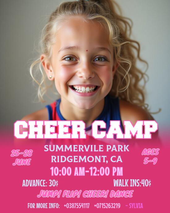 Pink Gradient Cheer Camp Tryouts Cheerleading Tryouts Dance Class ...