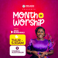 Pink Gradient Church Worship Flyer  Instagram Post template