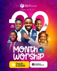 Pink Gradient Church Worship Flyer  Instagram Portrait template