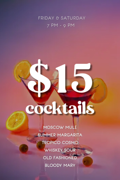 Pink Cocktail Promotion Posters Template | PosterMyWall