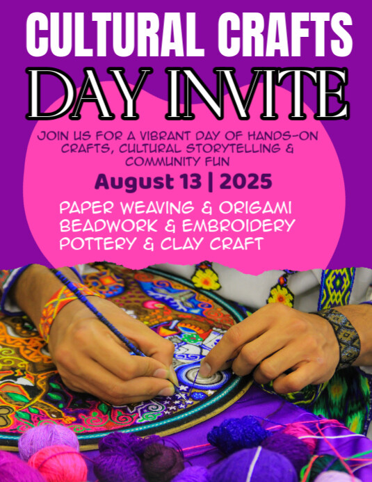 Pink Gradient Cultural Crafts Day Invite Flyer (us Letter) Pamflet (VSA Brief) template