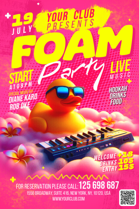 Pink Gradient Foam Summer Party Banner 4' × 6' Banier 4’×6’ template