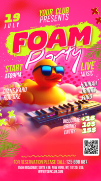 Pink Gradient Foam Summer Party Banner 4' × 6' เรื่องราวบน Instagram template