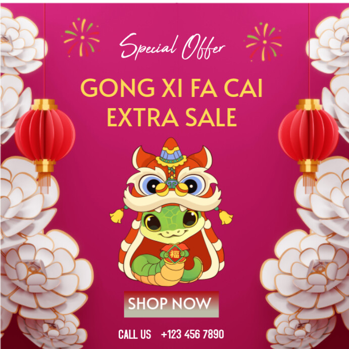 Pink Gradient Gong Xi Fa Cai Sale Instagram Post template