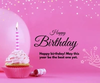 Pink Gradient Happy Birthday  Medium Rectangl template