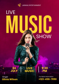 Pink Gradient Live Music Show A2 template