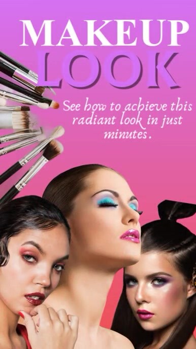 Pink Gradient Makeup Tutorial Graphics Instagram Reel template