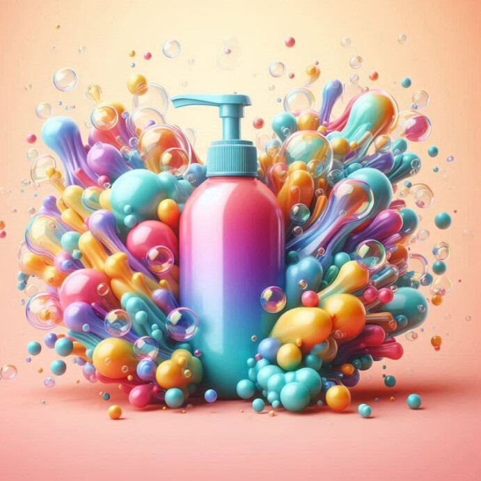 Pink Gradient Multi-coloured Liquid Soap Bottle  Instagram Post template