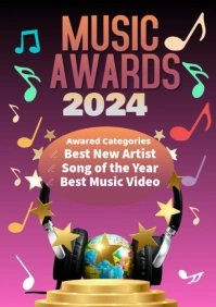 Pink Gradient Music Awards  A1 template